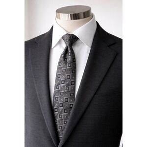 Joseph A Bank Silk Tie Geometric Navy Gold NWT Classic Business Wedding